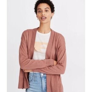 Madewell Womens Bradley Cardigan Sweater L Mauve Cotton Blend